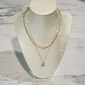 Double Layer Gold Padlock Necklace